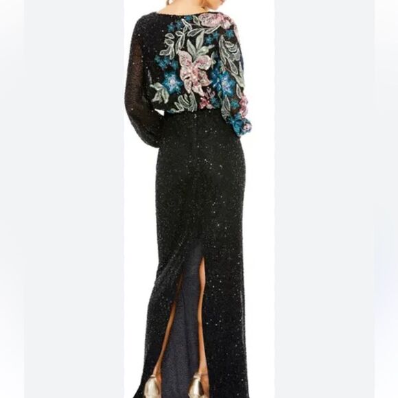 NWT Mac Duggal Embellished Sequin Long Sleeve Blouson Gown size 4 $ 598.00 - Picture 3 of 9